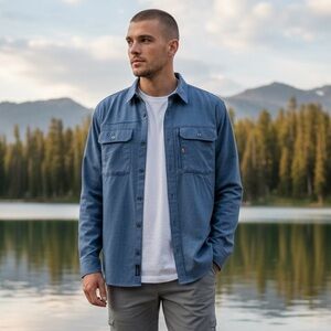 LAKE & TRAIL Men’s XXXL Blue Long Sleeve Sportsman Shirt